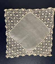 Edwardian French Handmade Lace Handkerchief - 14cm Square