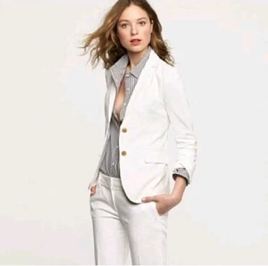 J. Crew Schoolboy 0ff White Linen Blazer Jacket Size 8 Quiet Luxury - Picture 1 of 12