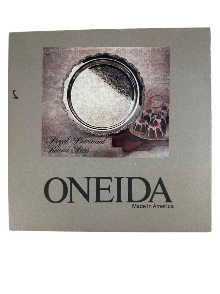 "Nueva caja original - Plato redondo provincial Oneida Royal de colección 10"" plateado" Foto 1 de 4