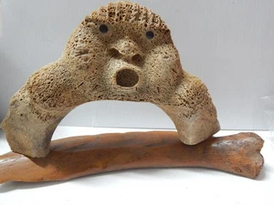 ANTIQUE FOSSILIZED ESKIMO INUIT INDIAN NORTHERN CARIBOU MASK SCULPTURE - Picture 1 of 7