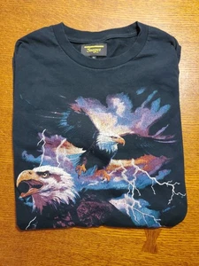 Vintage Seager Western Co. Weißkopfseeadler Thunderstorm Grafik T-Shirt schwarz Gr. M - Bild 1 von 15