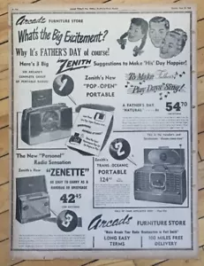 1949 full page newspaper ad for Zenith portable radios -Pop-Open, Zenette & more - Picture 1 of 1