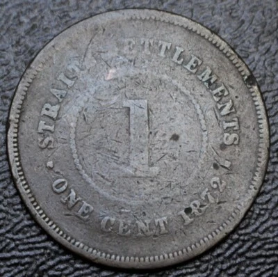 1872 STRAITS SETTLEMENTS - 1 CENT - COPPER - Queen Victoria - Nice - Image 1 of 4