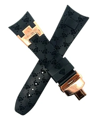 Correa de reloj Aqua Master 26 mm de goma negra con hebilla de oro rosa Foto 1 de 3