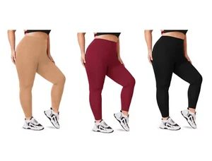Paquete de 2 leggings de yoga activos atléticos suaves de cintura alta para mujer (tallas grandes) - Imagen 1 de 20