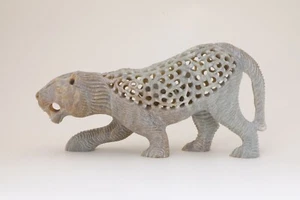 Estatuilla estatua de tigre de 8 pulgadas tallada a mano piedra de jabón para decoración del hogar escultura - Imagen 1 de 5