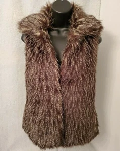 Chaleco Abrigo Mujer Willow & Clay Talla S Pequeño Marrón Blanco Imitación Piel NUEVO - Imagen 1 de 7