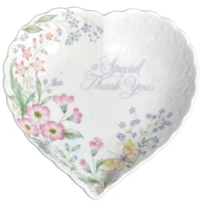 Vtg Mikasa Bone China Decorative Heart Candy Trinket Dish "A Special Thank You" - Picture 1 of 4