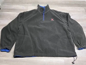 Vintage Polo Golf Quarter Zip Reversible Fleece Pullover Jacket Sz XL Black Blue - Picture 1 of 12