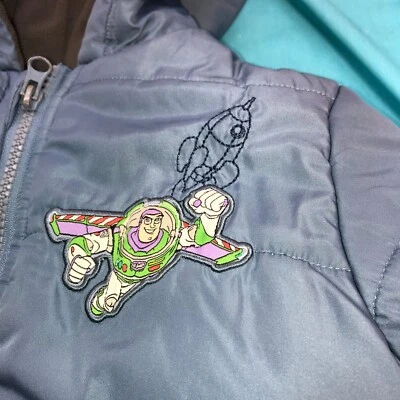 Disney Toy Story Buzz Lightyear Jacket Boys 3T Puffer Winter Zip Hooded Coat - Image 1 of 3