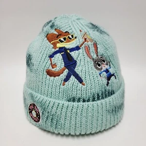 Disney Parks Beanie Zootopia Size Youth Light Blue Knit Judy Hopps & Nick Wilde - Picture 1 of 11