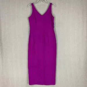 Abito vintage da donna Deane & bianco lino 6 o S viola matita lungo collo a V serbatoio - Foto 1 di 14