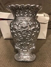 The Grazi Collection Metal Plated Silver Vase-7 1/2" H x 5 1/4" W x 3" Opening