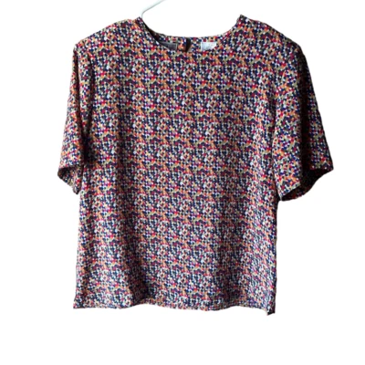 Camisa Top Christie & Jill Manga Corta Talla L Para Mujer Multicolor Geométrica Cerradura Foto 1 de 4