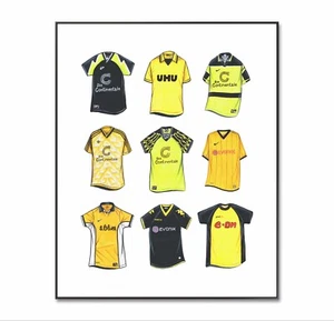 Borussia Dortmund Shirt, Borrussia Dortmund Football Poster, Retro Kit, A4 Print - Picture 1 of 5