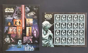 US Stamp #4143, 4205 Star Wars + Yoda VF NH Sheets CV $67.50 - Picture 1 of 2