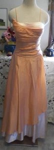 Betsy & Adam orange satin taffeta long bridesmaids evening dress 6 - Picture 1 of 5