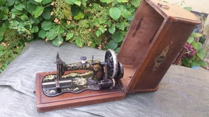 Antike Singer Geigenkasten Tisch-Nähmaschine 1890 läuft sewing machine - Bild 1 von 10
