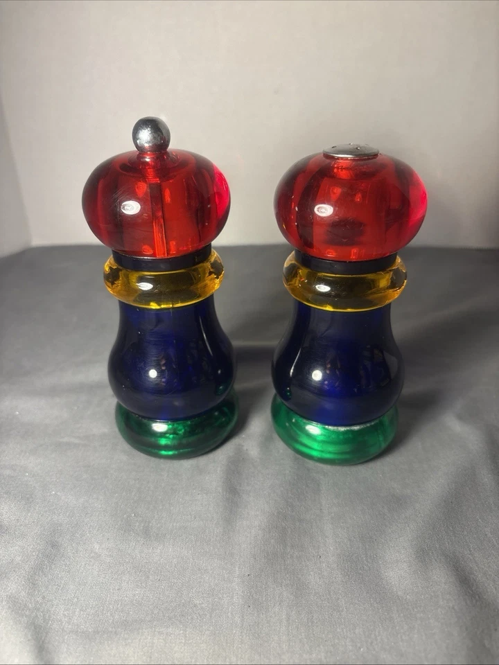 Antigo Conjunto de Moinho de Pimenta e Saleiro Thompson Sunset Fiesta Multicolorido Antigo - Imagem 1 de 4