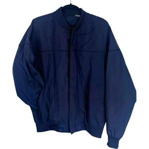 Barclay Club Mens Navy Blue Bomber Jacket Full Zip Button Up Casual - Picture 1 of 10