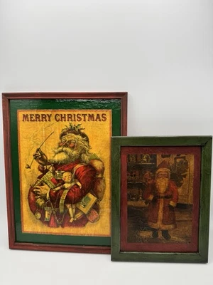 Cuadros de pared vintage de Papá Noel enmarcados arte popular navideño Foto 1 de 4