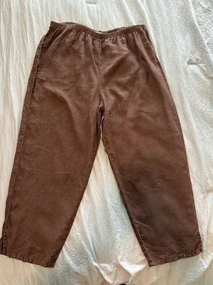 Calça Russ Berens Malibu Feminina Tamanho G 100% Linho Vintage Marrom Cintura Alta - Imagem 1 de 4