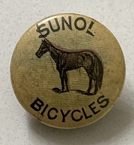 Antique Sunol Bicycles Celluloid Advertising Metal Stud Button Lapel - Picture 1 of 4