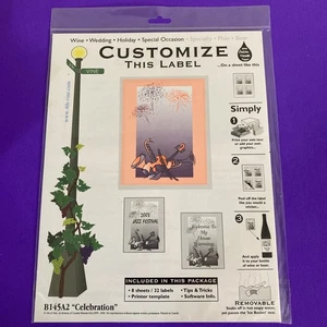 4th & Vine Wine Beer Bottle Labels B145A2 Celebration 8 Sheets/32 Removable - Picture 1 of 6