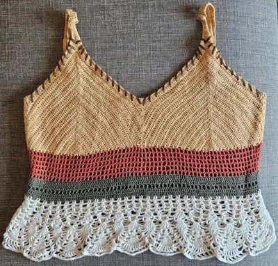 Camiseta sin mangas Anchor Blue vintage de ganchillo Y2K marrón verde para mujer talla grande Foto 1 de 4