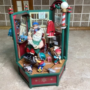 Vintage Enesco Santa’s Barbershop Lichter, Sounds und Bewegung Spieluhr - Bild 1 von 10