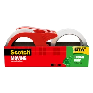 Scotch Tough Grip Moving Packing Tape 2 Rolls with Dispenser Heavy Duty Seal - Picture 1 of 16
