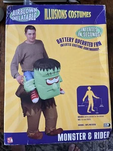 Vintage Gemmy Frankenstein Monster And Rider Halloween Inflatable Costume BNIB - Picture 1 of 5