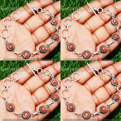 ¡LOTE A GRANEL! Lote al por mayor de 5 pulseras de piedra solar 1 pieza chapadas en plata 925 Foto 1 de 3