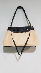 Tre Vero Leather Satchel Shoulder Bag Black & Tan - Picture 1 of 15
