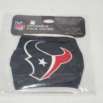 NFL Houston Texans LICENCIA REUTILIZABLE CUBIERTA FACIAL con bolsillo para filtro Foto 1 de 3