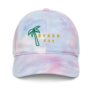 Embroidered Tie Dye Cotton Hat Adjustable Beach Days Unisex One Size Buckle Back - Picture 1 of 33
