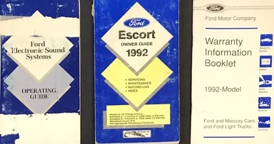 1992 Ford Escort Owners Guide Handbook, 1992 Escort Owners Manual #FF-02 Foto 1 de 4