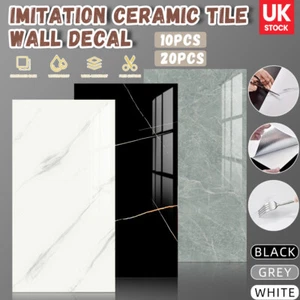 Self-Adhesive PVC Marble Tiles Wall Sticker Stick On Kitchen Bathroom Decor - Picture 1 of 19