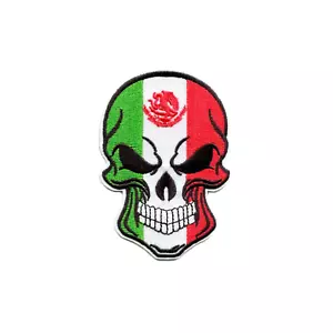 Mexikanische Flagge Schädel zum Aufbügeln bestickter Aufnäher - Bild 1 von 2