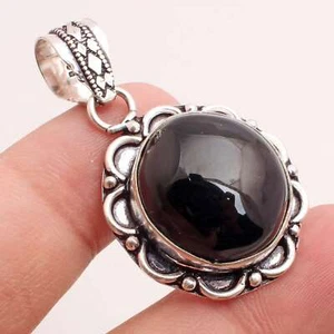 Schwarzer Onyx Edelstein Versilbert Handmade Anhänger Schmuck Gift 3cm P-13551 - Bild 1 von 3