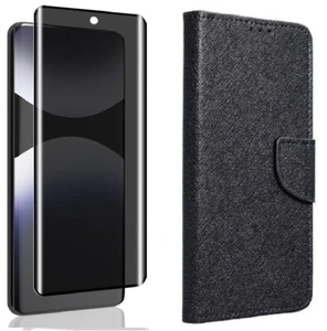 Coque Portefeuille + Verre Trempé Anti Espion pour Xiaomi Redmi Note 14 Pro / 14 - Photo 1 sur 16