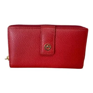 PORTAFOGLI DONNA Made Italy GENUINE LEATHER SCOMPARTI 11 CARD ZIP + PATTA RED P9 - Imagen 1 de 7