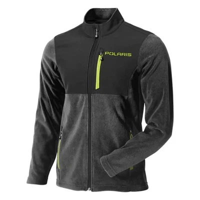 Polaris Men's Northstar Mid-Layer Comfy Fleece Layer Wind Blocking Black/Lime - Image 1 of 3