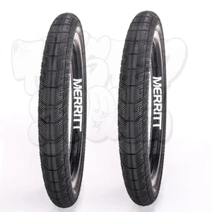 PAIR Merritt Brian Foster FT1 Wire Bead BMX Bike Street Tires 20 x 2.35 Black - Picture 1 of 2