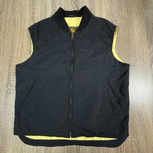Loro Piana Quilted Vest Black Yellow Cashmere Lined Zip Bomber Mens Large Italy - Picture 1 of 19
