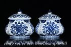 6.8&quot; Xuande Marked Chinese Blue white Porcelain Fish Round Jar Pot Box Statue