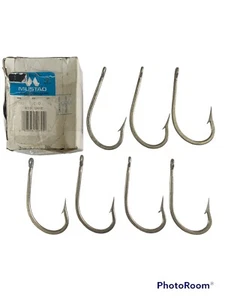 7- Mustad 7731 Hooks 10/0 Welded Ring Eye Forged Hooks - Picture 1 of 4