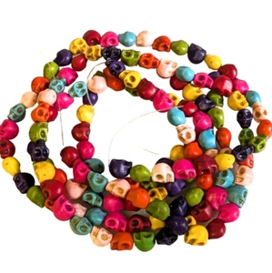Dyed howlite Sugar Skull Beads Multi-Color 8mm 1 21" Strand - Picture 1 of 3