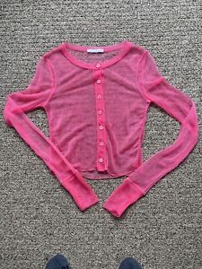 HELMUT LANG Womens Long Sleeve Shirt Organza Sheer Pink Size SMALL Please READ