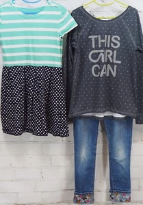 Gap Kids Outfit Set: Dress + GapFit This Girl Can T-Shirt + Bling Jeans M (8-9) - Picture 1 of 12